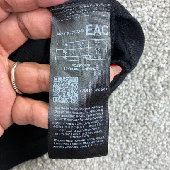 Guess Womens Black Ribbed Henley Tank Top V-Neck Sleeveless Large Y2K Goth Moto - Picture 7 of 8